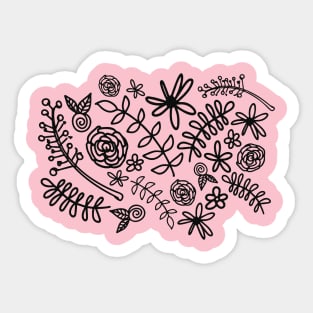 flower doodle black and pink Sticker